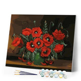 paint by numbers | Dark Red Flowers | flowers intermediate | FiguredArt