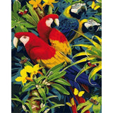 paint by numbers | Four Parrots | animals birds intermediate parrots | FiguredArt