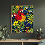 paint by numbers | Four Parrots | animals birds intermediate parrots | FiguredArt