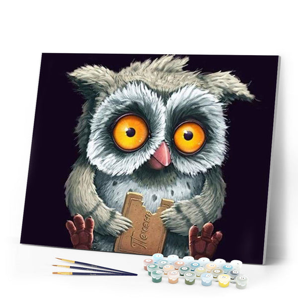 paint by numbers | Owl with a cookie | animals intermediate owls | FiguredArt