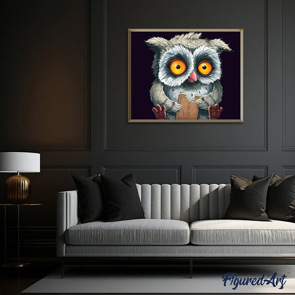 paint by numbers | Owl with a cookie | animals intermediate owls | FiguredArt