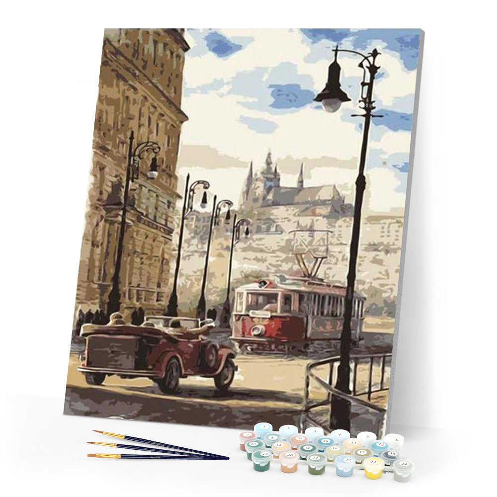 paint by numbers | Prague street | cities intermediate | FiguredArt