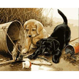 paint by numbers | Two dogs playing | animals dogs intermediate | FiguredArt