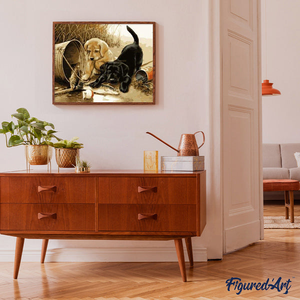 paint by numbers | Two dogs playing | animals dogs intermediate | FiguredArt