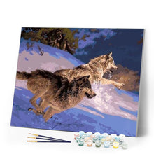 Load image into Gallery viewer, paint by numbers | Wolves Hunting | animals intermediate wolves | FiguredArt