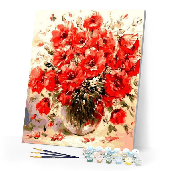 paint by numbers | Red Flowers | advanced flowers | FiguredArt