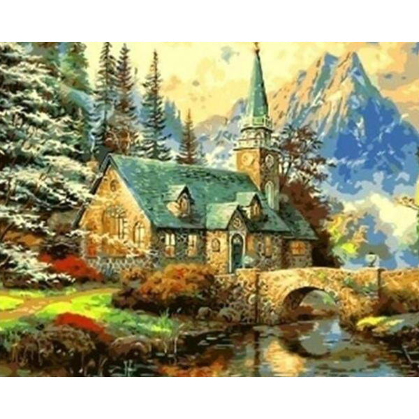 paint by numbers | Old house near the Mountain | advanced landscapes | FiguredArt