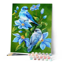 Load image into Gallery viewer, paint by numbers | Blue Birds | advanced animals birds flowers | FiguredArt