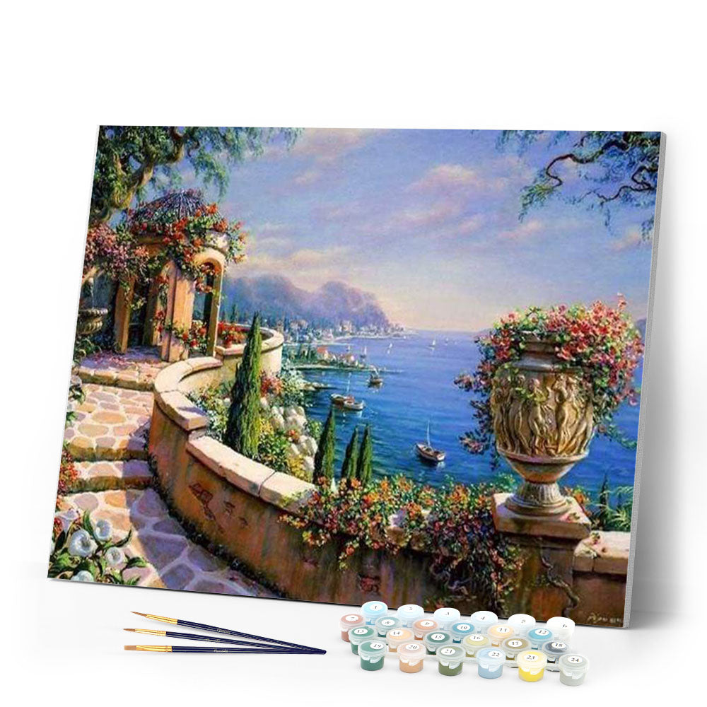 Dove、Lake Afternoon、希少画集画、新品額付 Paint by numbers - Lake view in Summer – Figured'Art