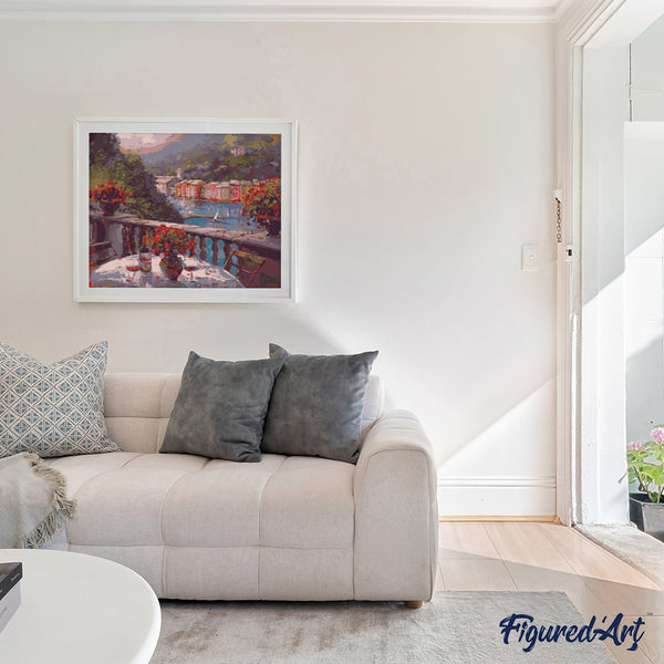 paint by numbers | Glass of wine and Terrasse View | intermediate landscapes | FiguredArt
