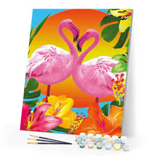 Load image into Gallery viewer, Duo of Pink Flamingos and Flowers