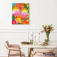 Load image into Gallery viewer, Duo of Pink Flamingos and Flowers