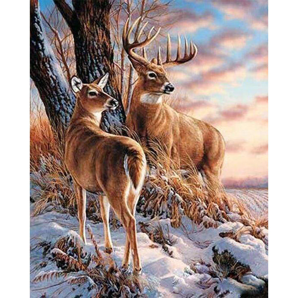 paint by numbers | Deers during Winter | advanced animals deer | FiguredArt