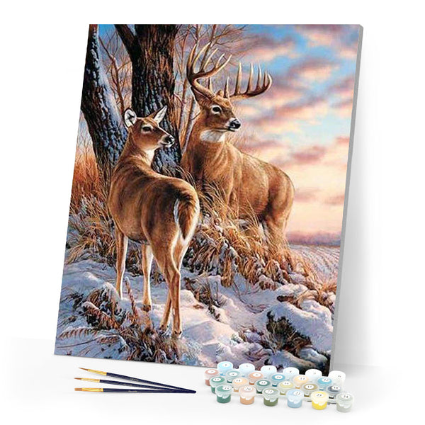 paint by numbers | Deers during Winter | advanced animals deer | FiguredArt