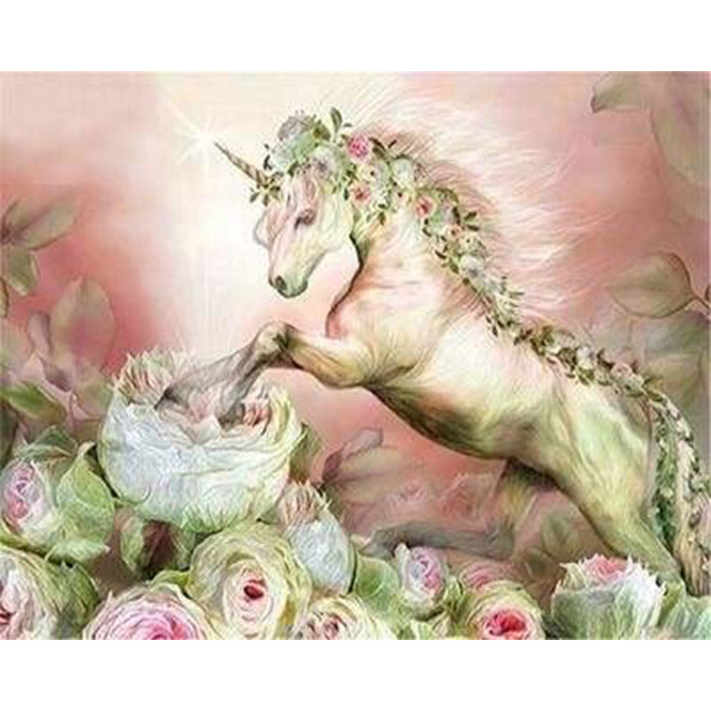 paint by numbers | Unicorn and Flowers | advanced animals flowers unicorns | FiguredArt