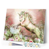 paint by numbers | Unicorn and Flowers | advanced animals flowers unicorns | FiguredArt