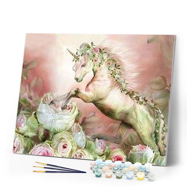 paint by numbers | Unicorn and Flowers | advanced animals flowers unicorns | FiguredArt