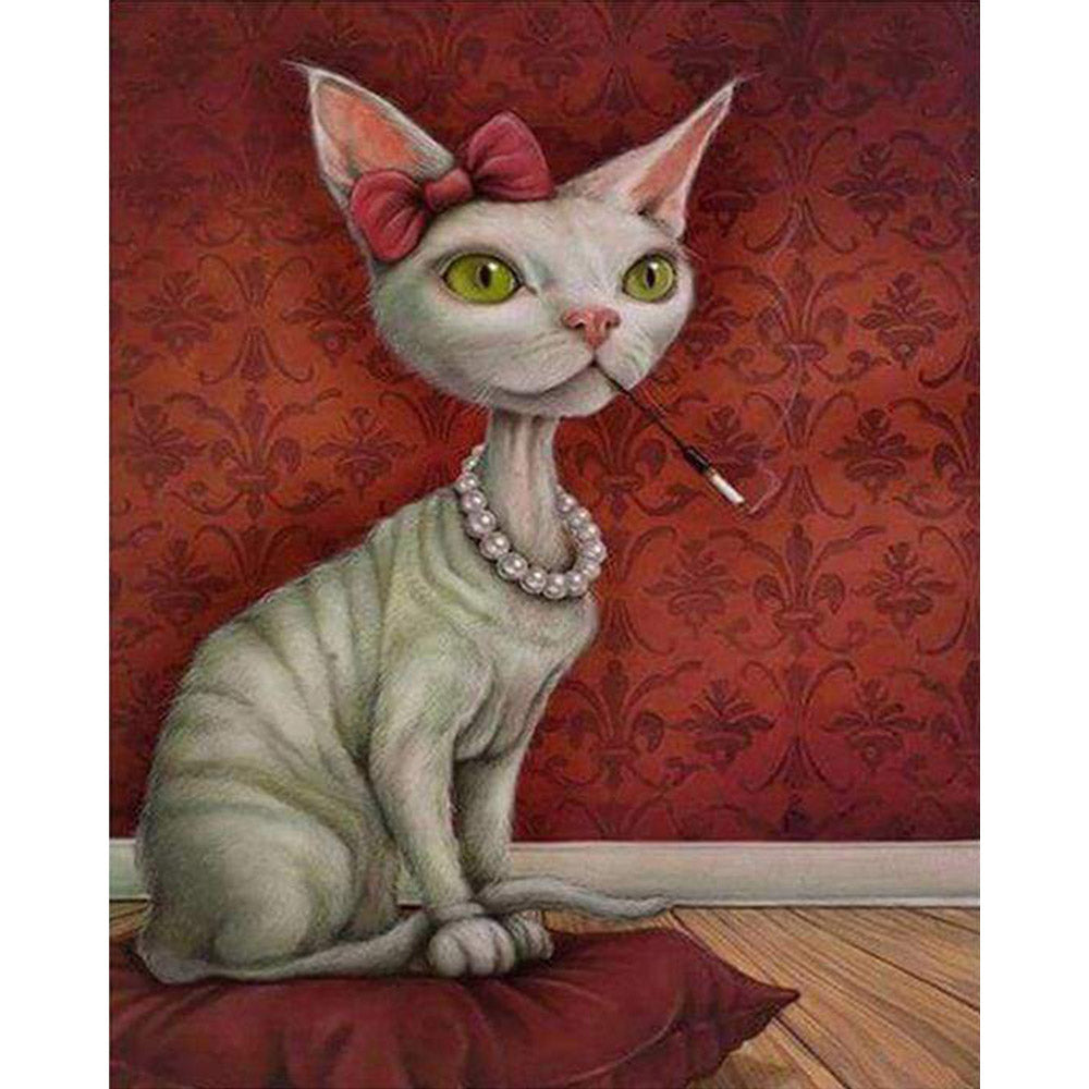 paint by numbers | Cat with the Necklace and Cigarette Holder | advanced animals cats flowers | FiguredArt