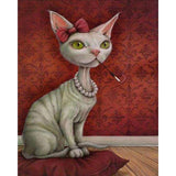 paint by numbers | Cat with the Necklace and Cigarette Holder | advanced animals cats flowers | FiguredArt