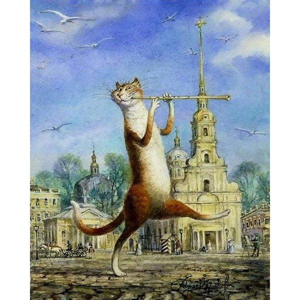 paint by numbers | Cat playing Flute | advanced animals cats | FiguredArt