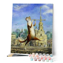 Load image into Gallery viewer, paint by numbers | Cat playing Flute | advanced animals cats | FiguredArt