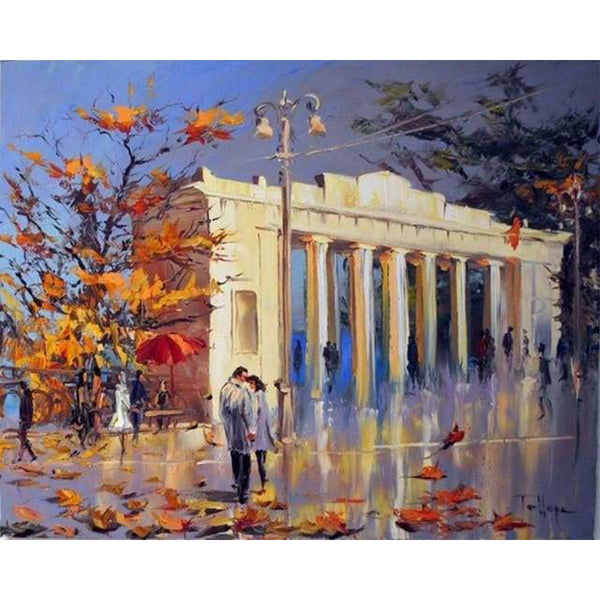 paint by numbers | Leaves and Old Building | cities intermediate romance | FiguredArt