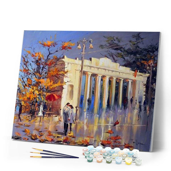 paint by numbers | Leaves and Old Building | cities intermediate romance | FiguredArt