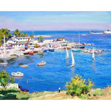paint by numbers | View of a Greek Harbor | advanced landscapes ships and boats | FiguredArt