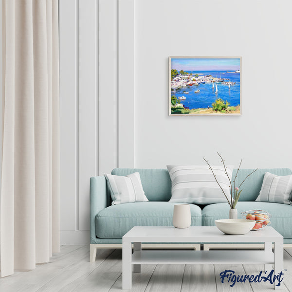 paint by numbers | View of a Greek Harbor | advanced landscapes ships and boats | FiguredArt