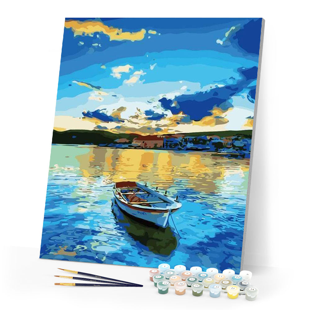 paint by numbers | Small boat at Sunrise | easy landscapes | FiguredArt