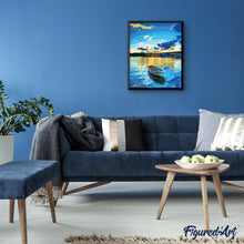 Load image into Gallery viewer, paint by numbers | Small boat at Sunrise | easy landscapes | FiguredArt