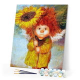 paint by numbers | Sunflower Girl | advanced flowers portrait | FiguredArt