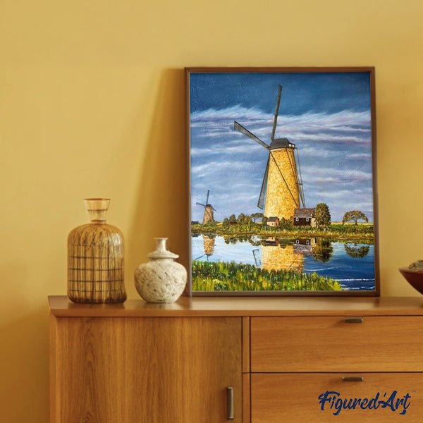 paint by numbers | Windmill River | intermediate landscapes | FiguredArt