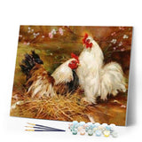 Paint by numbers | Hen and Rooster | animals advanced birds | Figured'Art