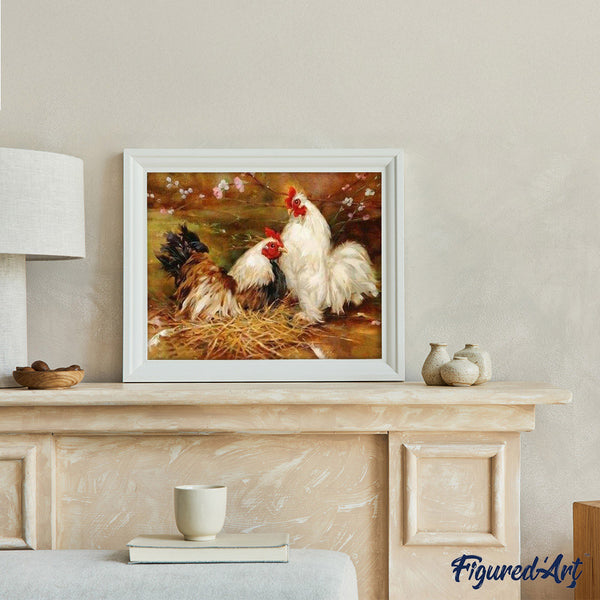 Paint by numbers | Hen and Rooster | animals advanced birds | Figured'Art