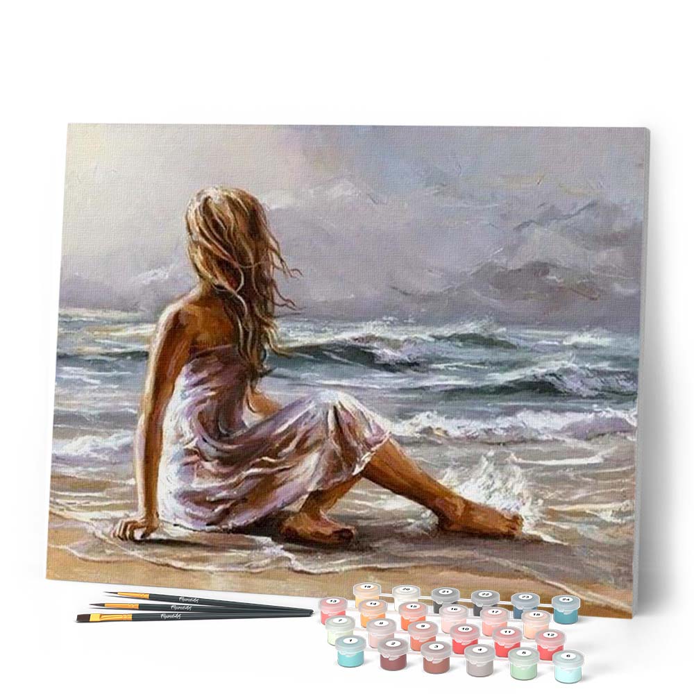 Paint by numbers - Girl on the Beach – Figured'Art