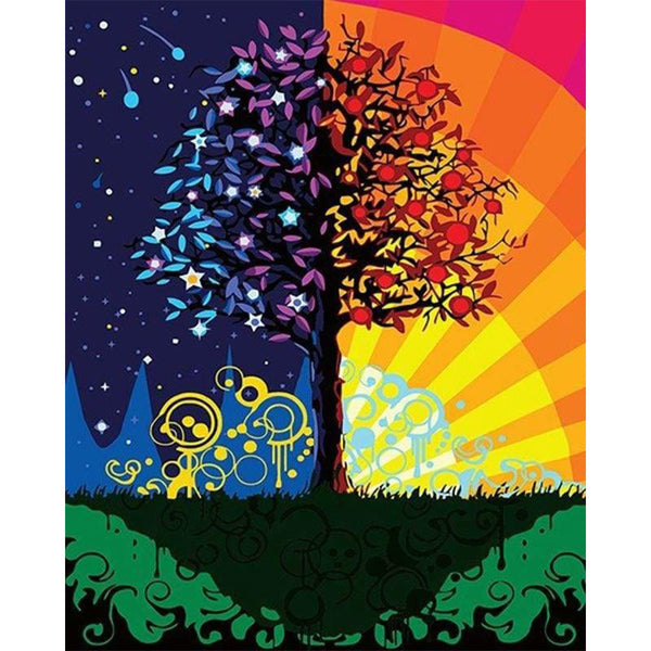 paint by numbers | Tree Day and Night | easy trees | FiguredArt