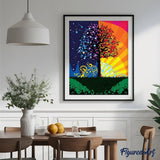 paint by numbers | Tree Day and Night | easy trees | FiguredArt