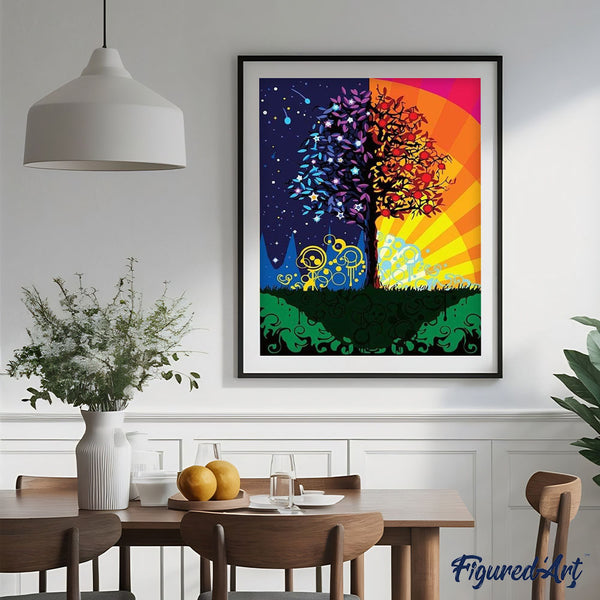 paint by numbers | Tree Day and Night | easy trees | FiguredArt