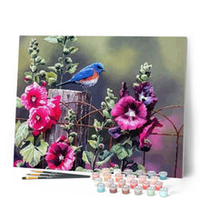 Load image into Gallery viewer, paint by numbers | Bird and Pink Flowers | flowers intermediate | FiguredArt