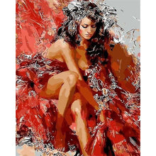 Load image into Gallery viewer, paint by numbers | Red Fashion | intermediate nude romance | FiguredArt