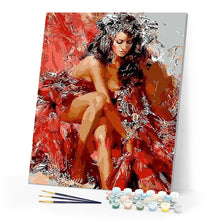 Load image into Gallery viewer, paint by numbers | Red Fashion | intermediate nude romance | FiguredArt