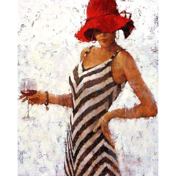 paint by numbers | Woman drinking Wine | intermediate portrait | FiguredArt