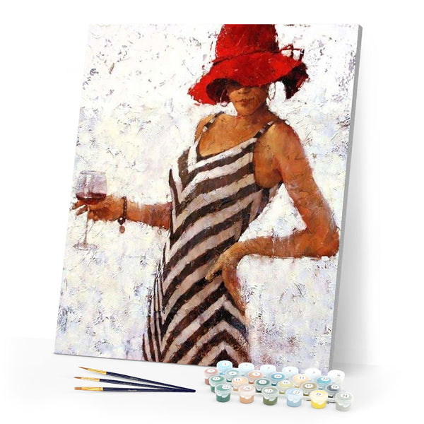 paint by numbers | Woman drinking Wine | intermediate portrait | FiguredArt