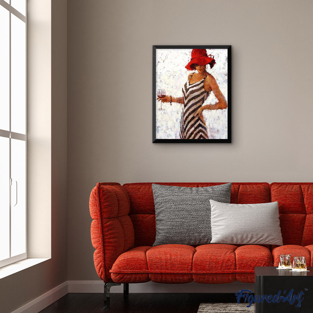 paint by numbers | Woman drinking Wine | intermediate portrait | FiguredArt