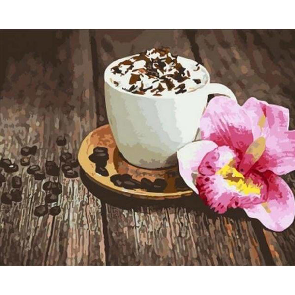 paint by numbers | Coffee and Flower | flowers intermediate | FiguredArt