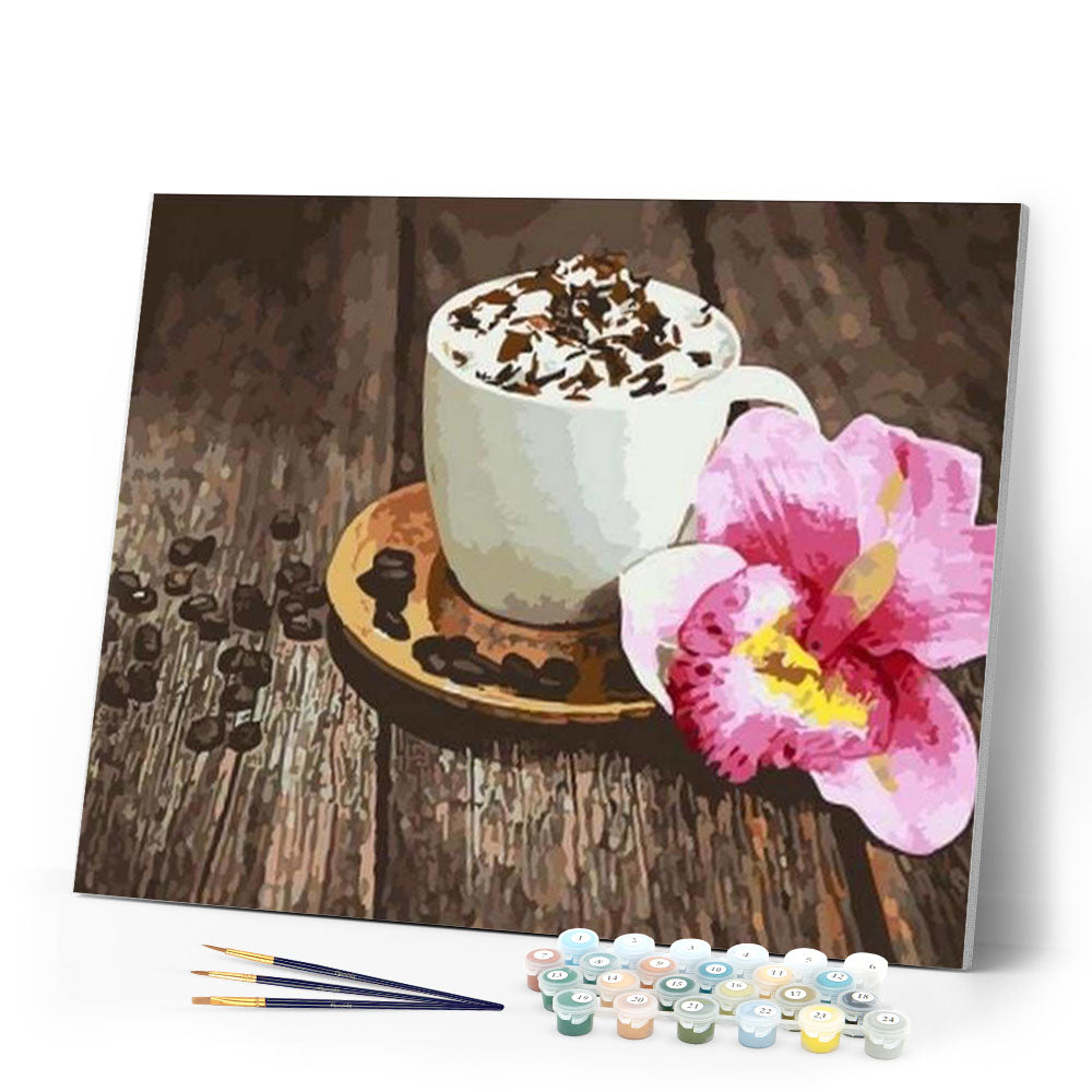 paint by numbers | Coffee and Flower | flowers intermediate | FiguredArt