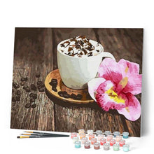 Load image into Gallery viewer, paint by numbers | Coffee and Flower | flowers intermediate | FiguredArt