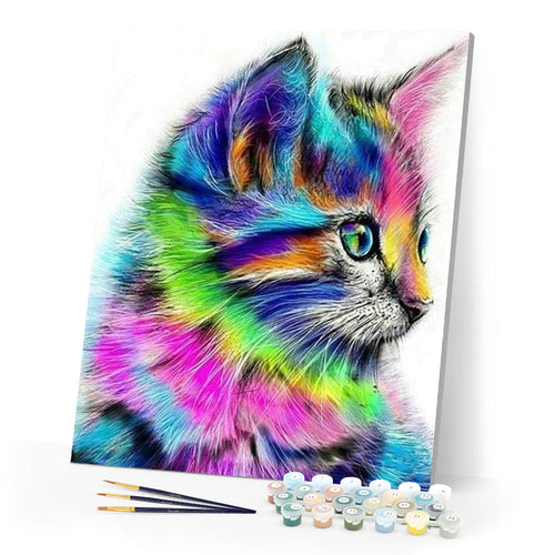 paint by numbers | Colorful Kitten | advanced animals cats Pop Art | FiguredArt