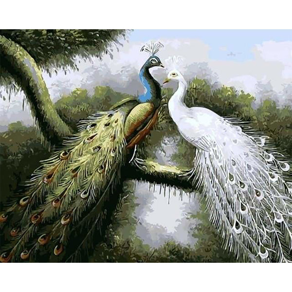 paint by numbers | Loving Peacocks | animals intermediate peacocks | FiguredArt
